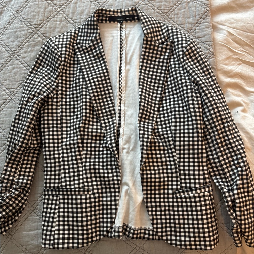 Black and White Checkered Women's Blazer